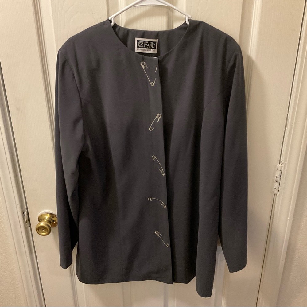 Gray Jacket with Safety Pin Closure